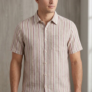 Liverpool Men's Striped Linen Blend Button Up Shirt Coastal Summer Boho Large